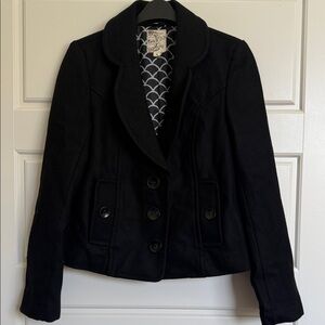 Tulle Black Pea Coat for Women